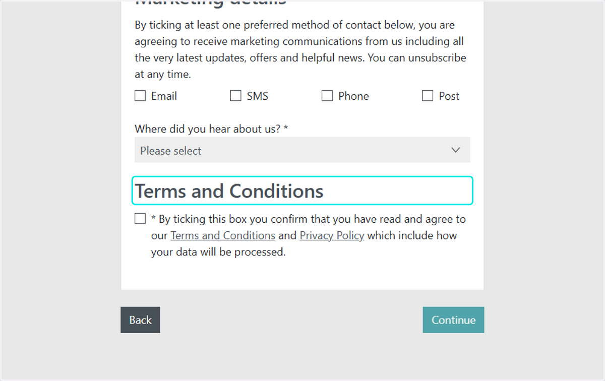 Read the terms and conditions and Privacy Policy by clicking on the links.