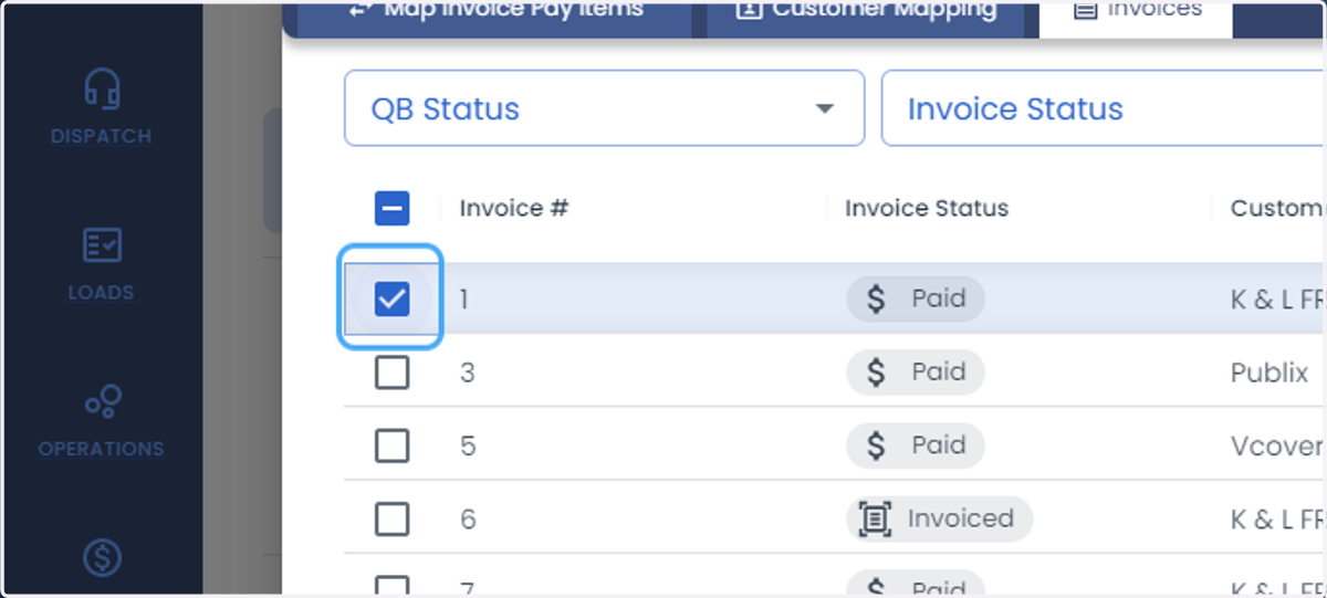 Check Unselect row