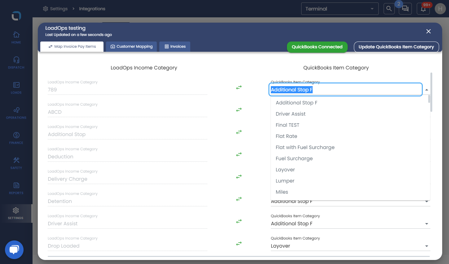 Click on QuickBooks Item Category