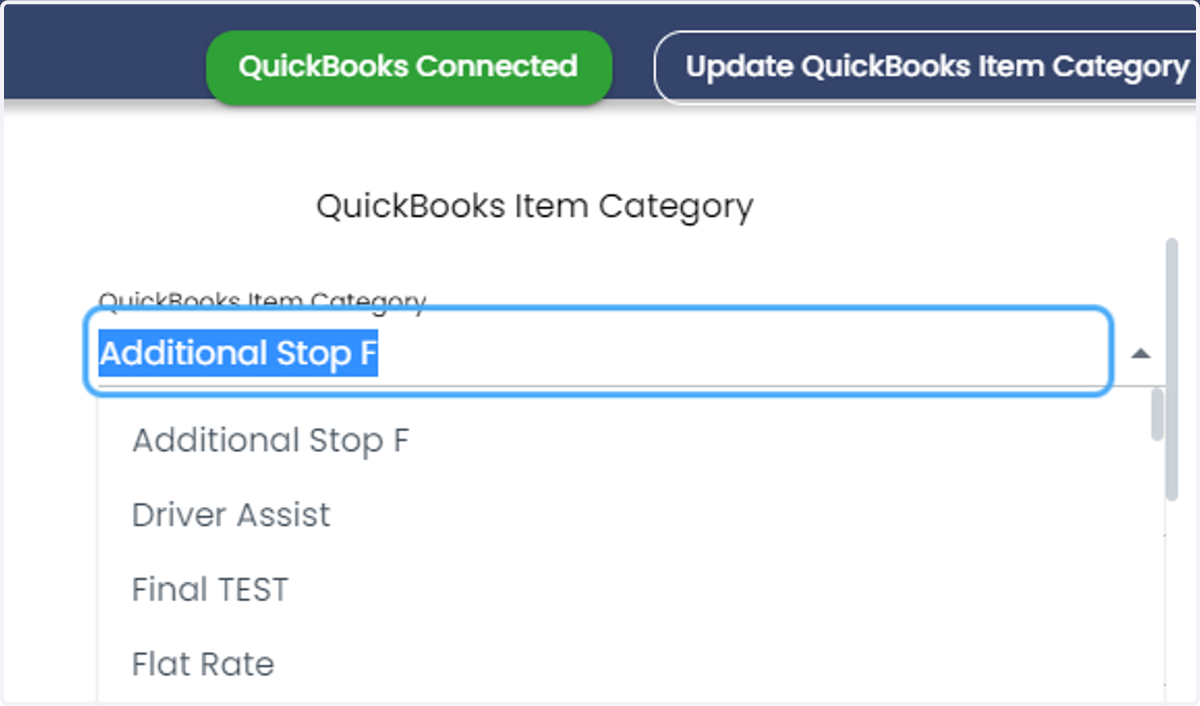 Click on QuickBooks Item Category