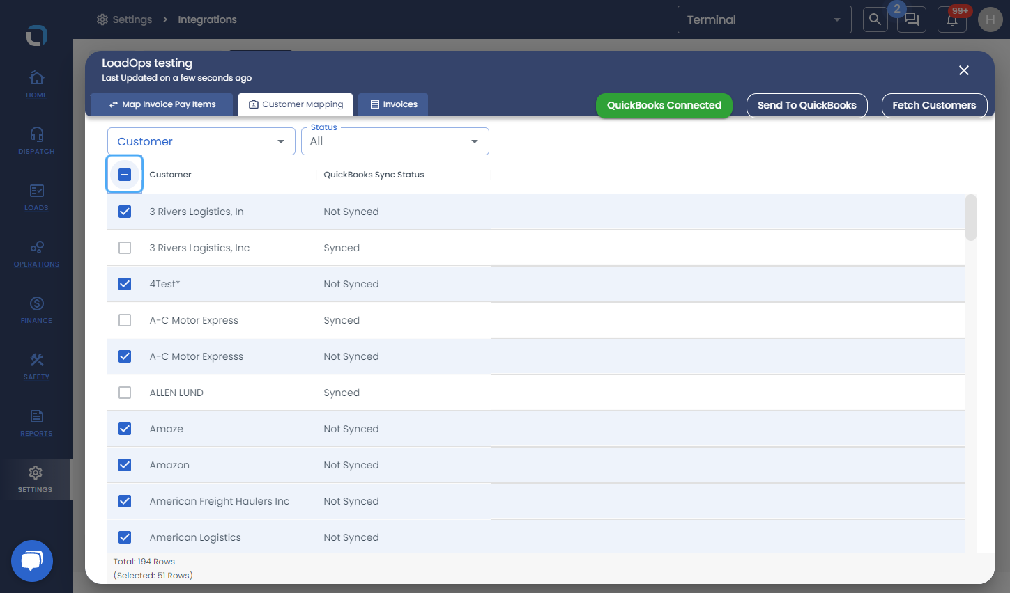 Check Unselect all rows