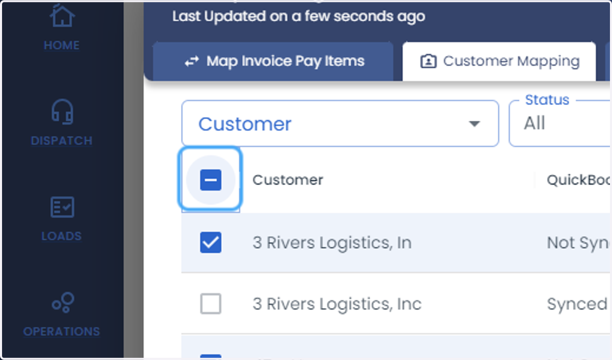 Check Unselect all rows