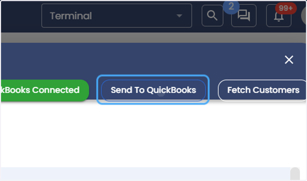 Click on Send To QuickBooks