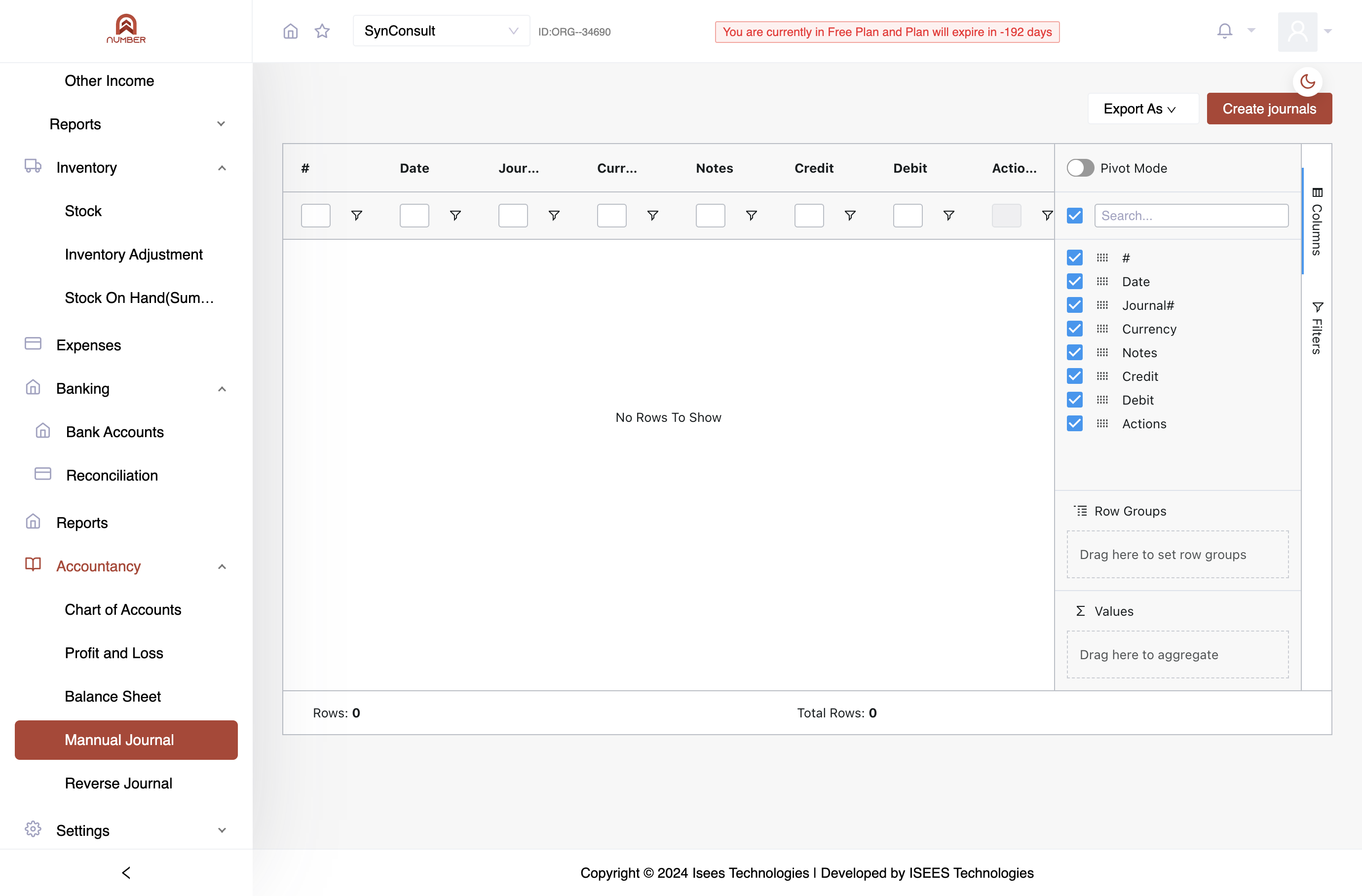 Click on "Create Journals."