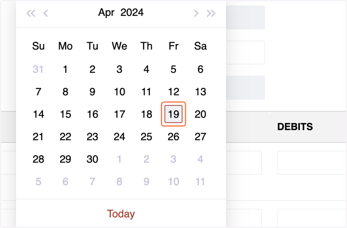 Select the Date for the journal entry.