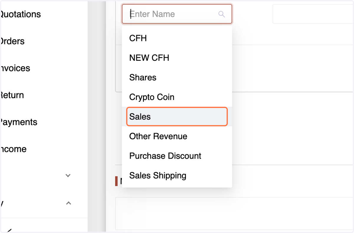 Choose the Credit Account for the transaction.