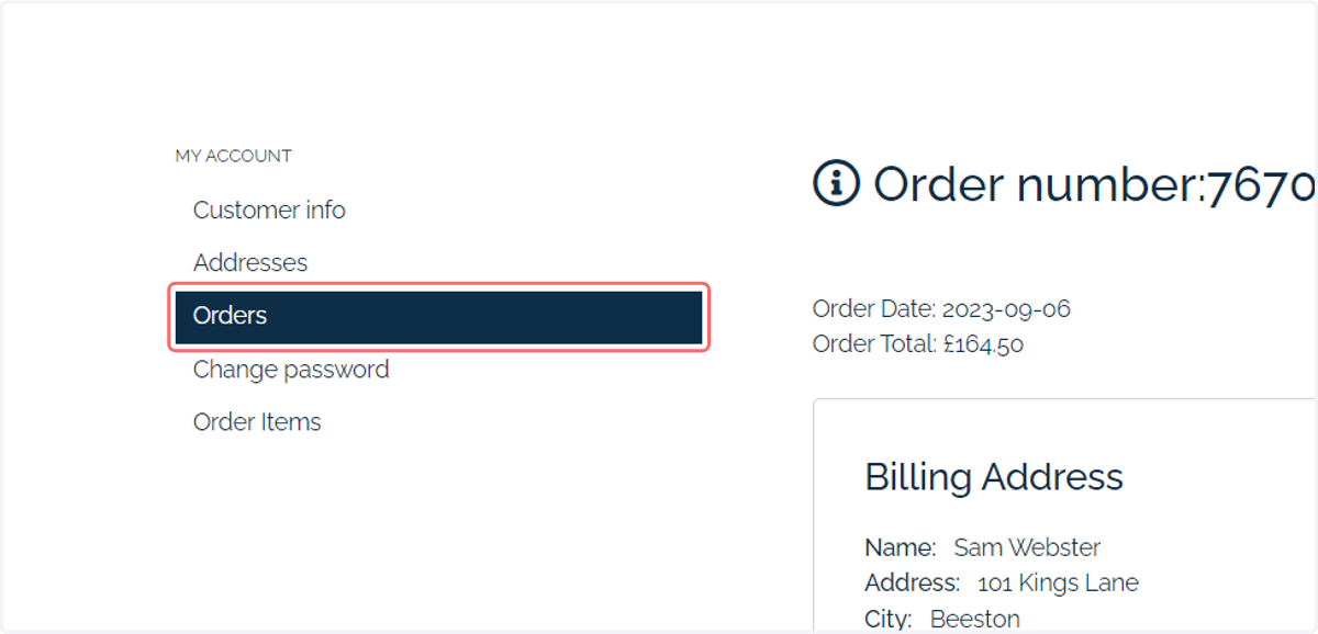 Click on Orders
