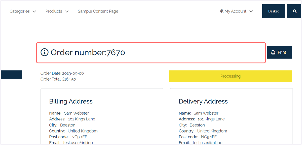 Order details