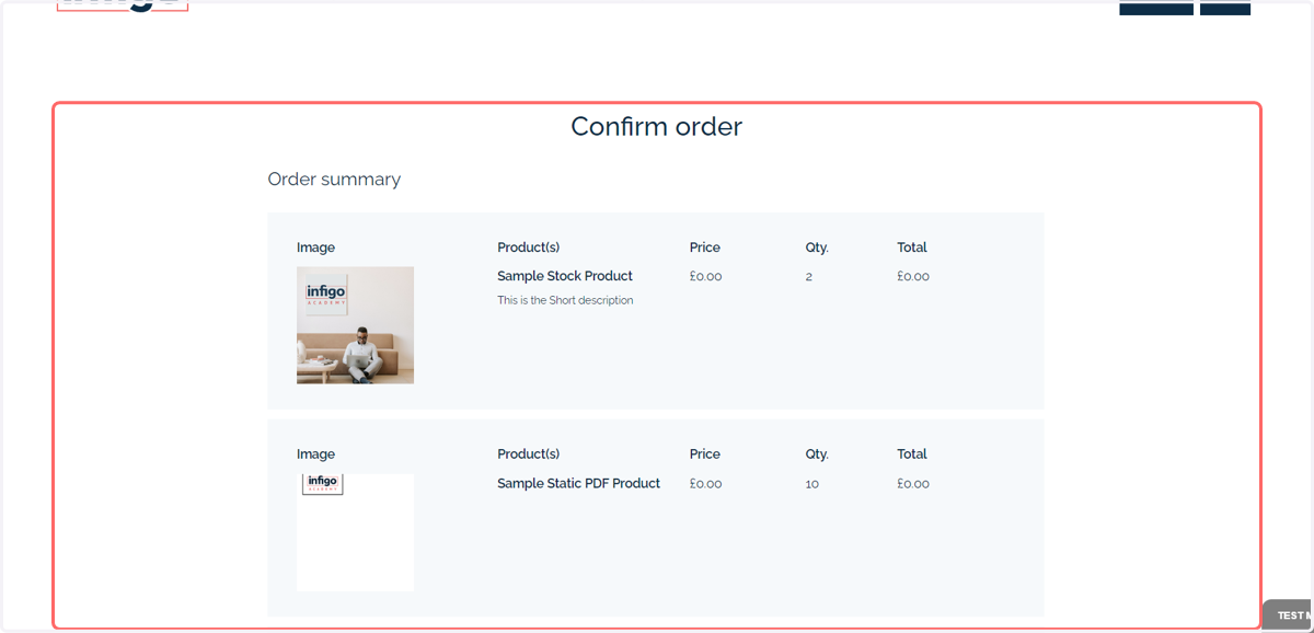 Order summary