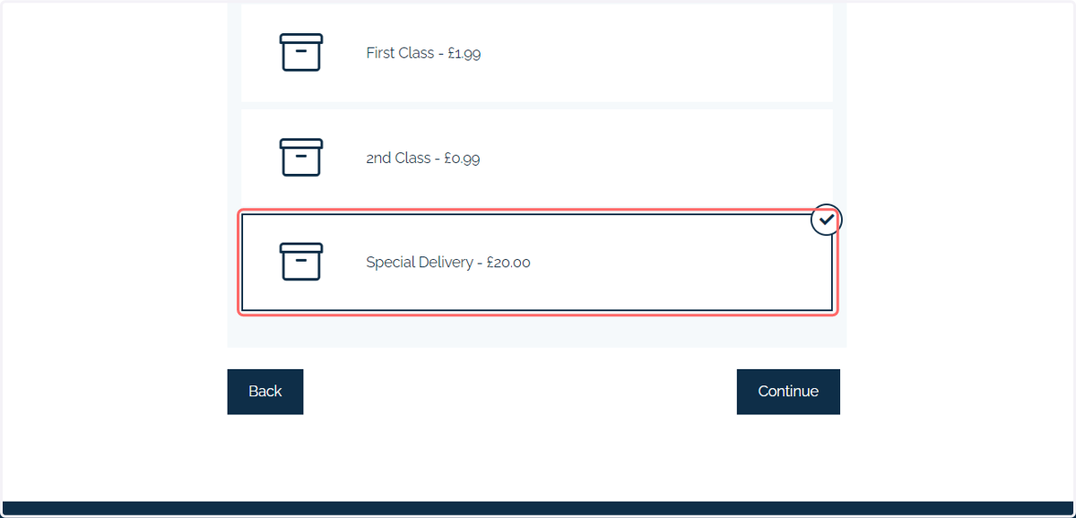 Select a delivery option