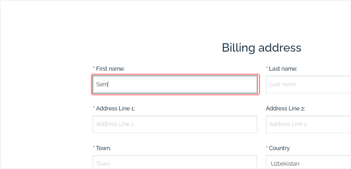 Enter address details
