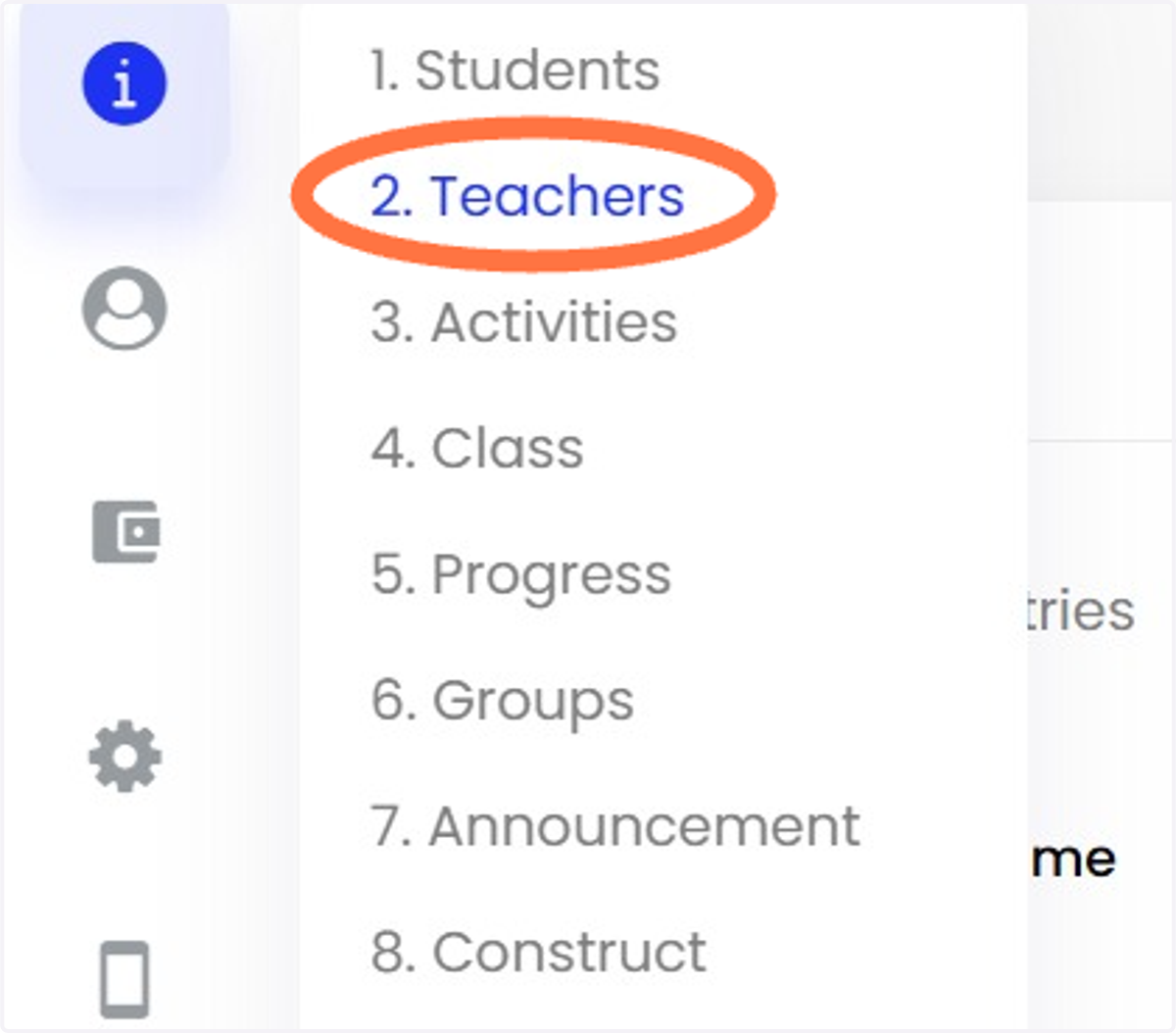 Klik 'Manage > Teachers'.