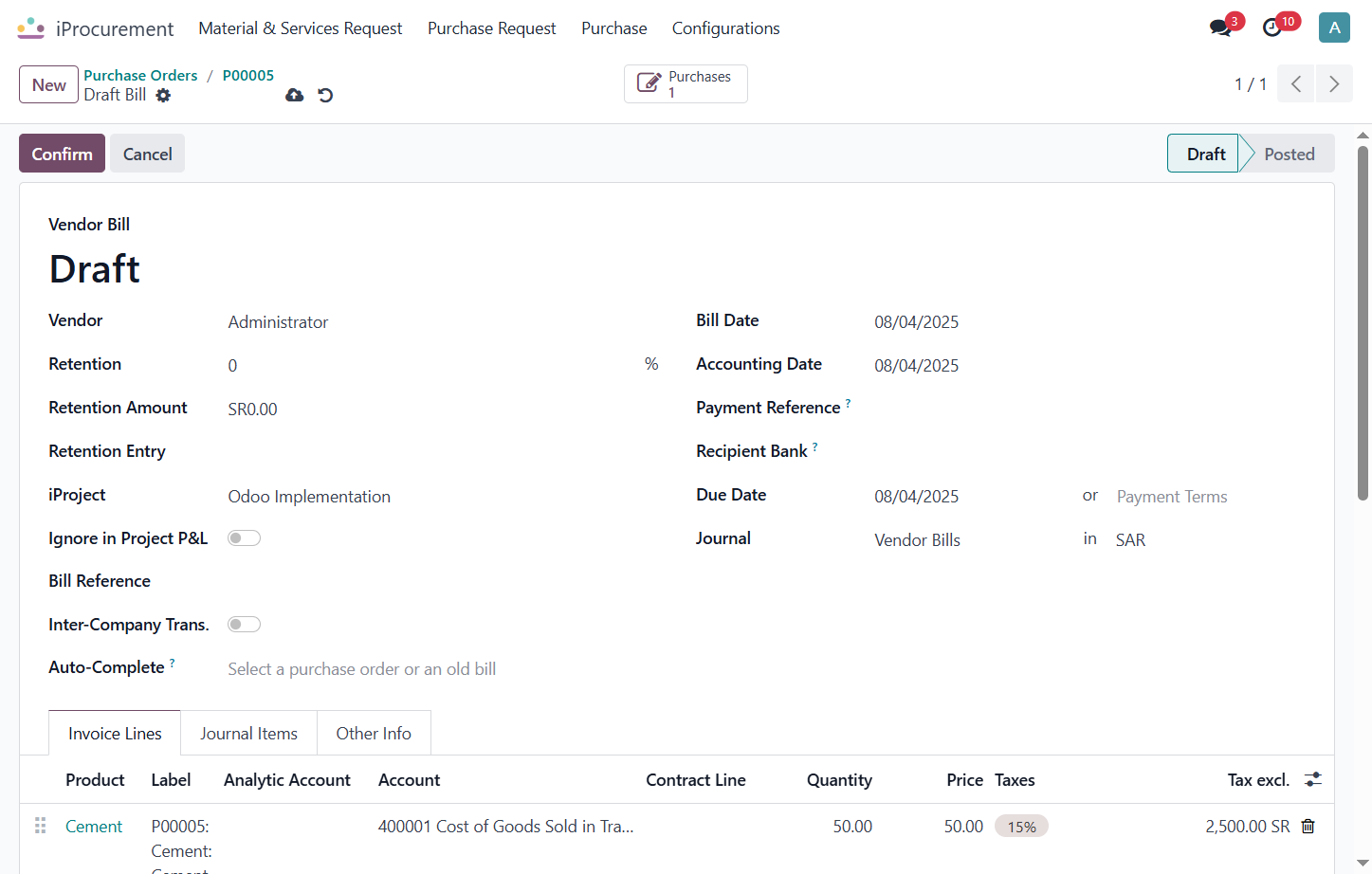 Click on Vendor