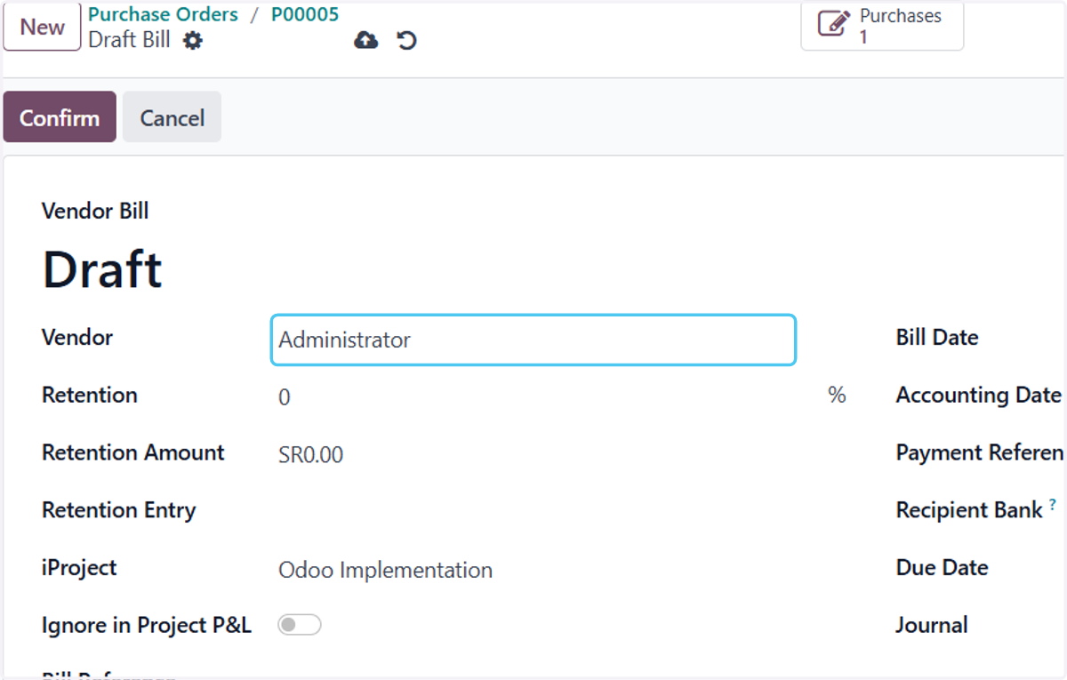 Click on Vendor