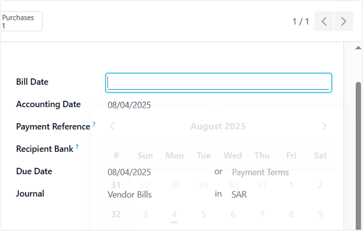 Click on Bill Date