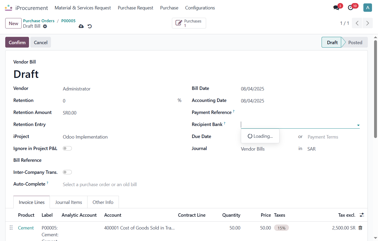 Click on Recipient Bank?