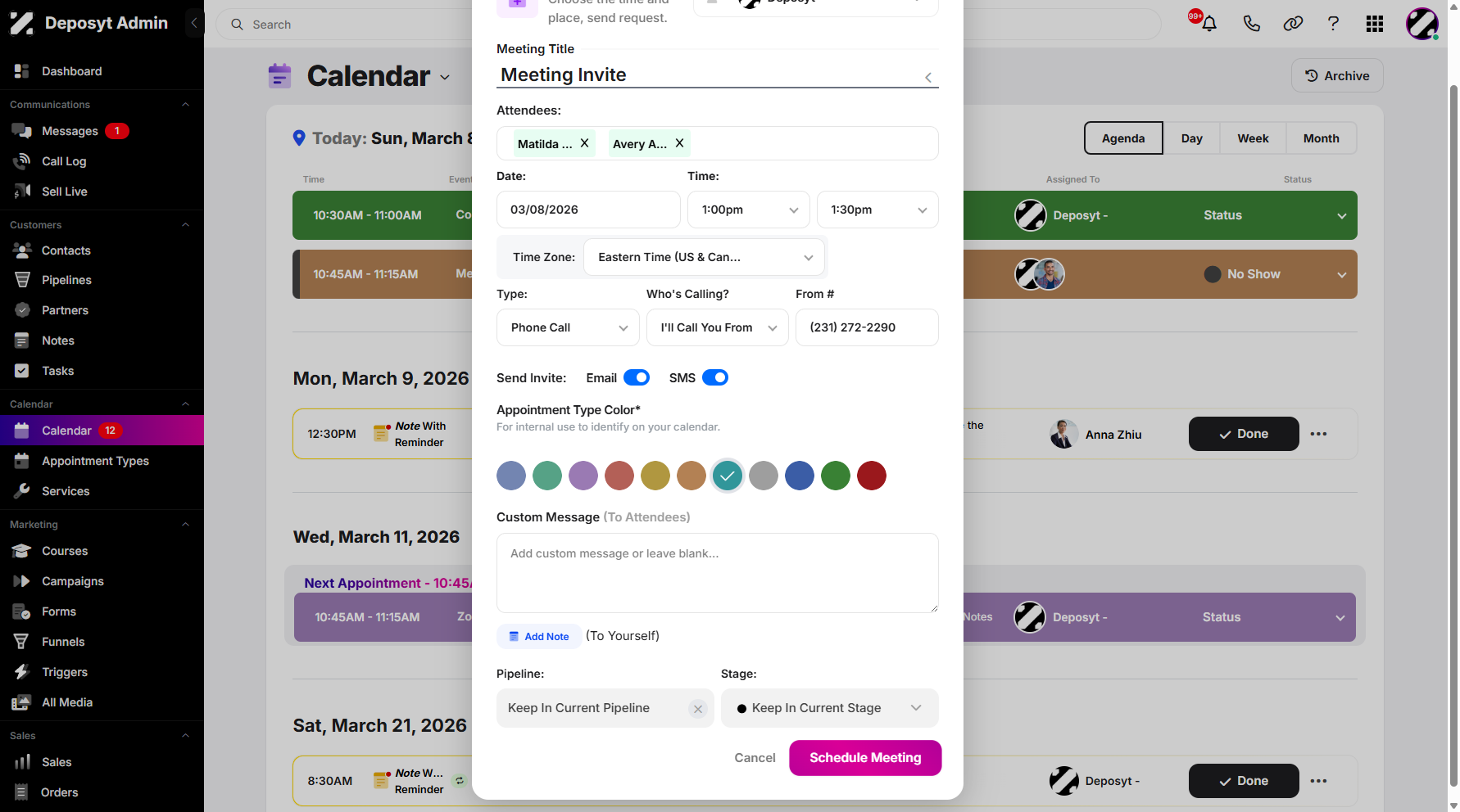 Step 10: Click on Schedule Meeting to confirm and schedule it.