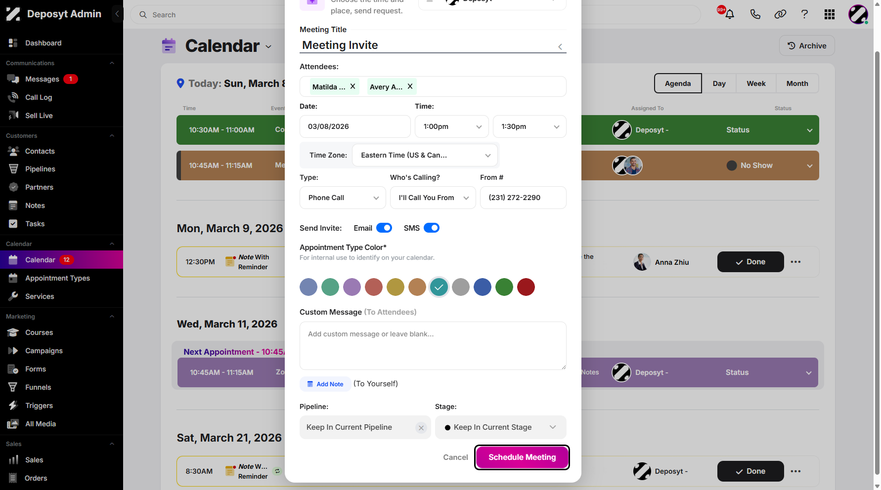 Step 10: Click on Schedule Meeting to confirm and schedule it.