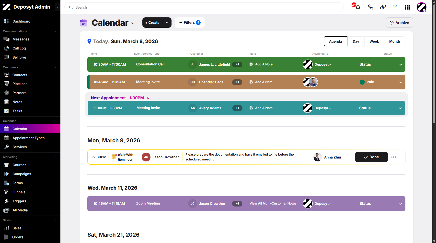 Step 11: A notification will appear confirming that you have successfully scheduled a meeting.