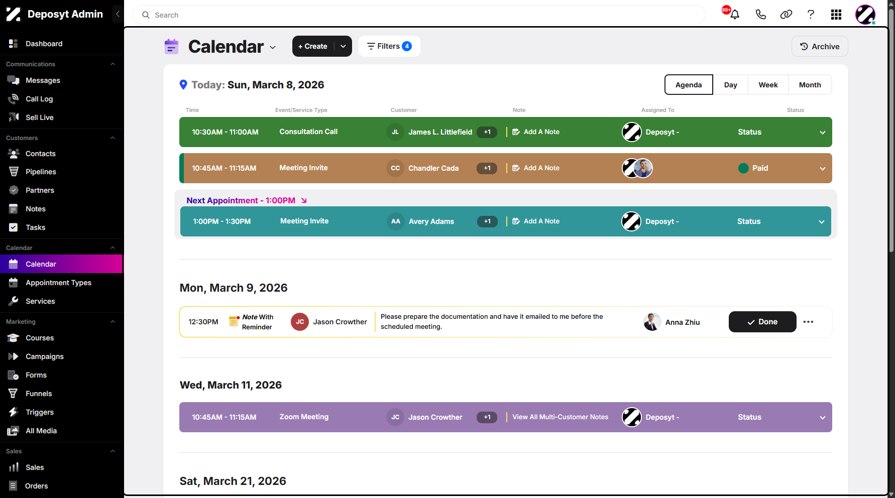 Step 11: A notification will appear confirming that you have successfully scheduled a meeting.