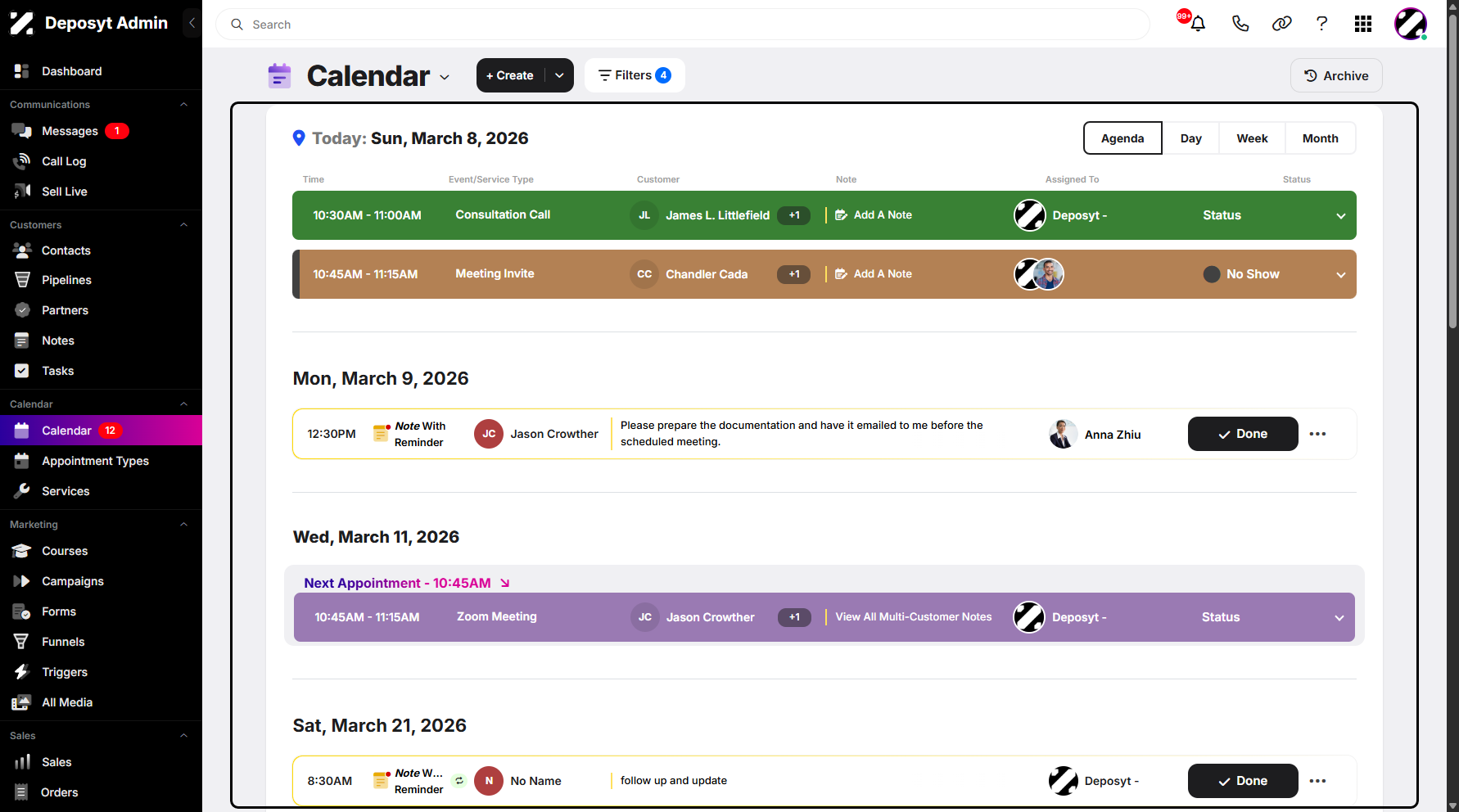 Step 2: You will then be navigated to the Calendar tab.