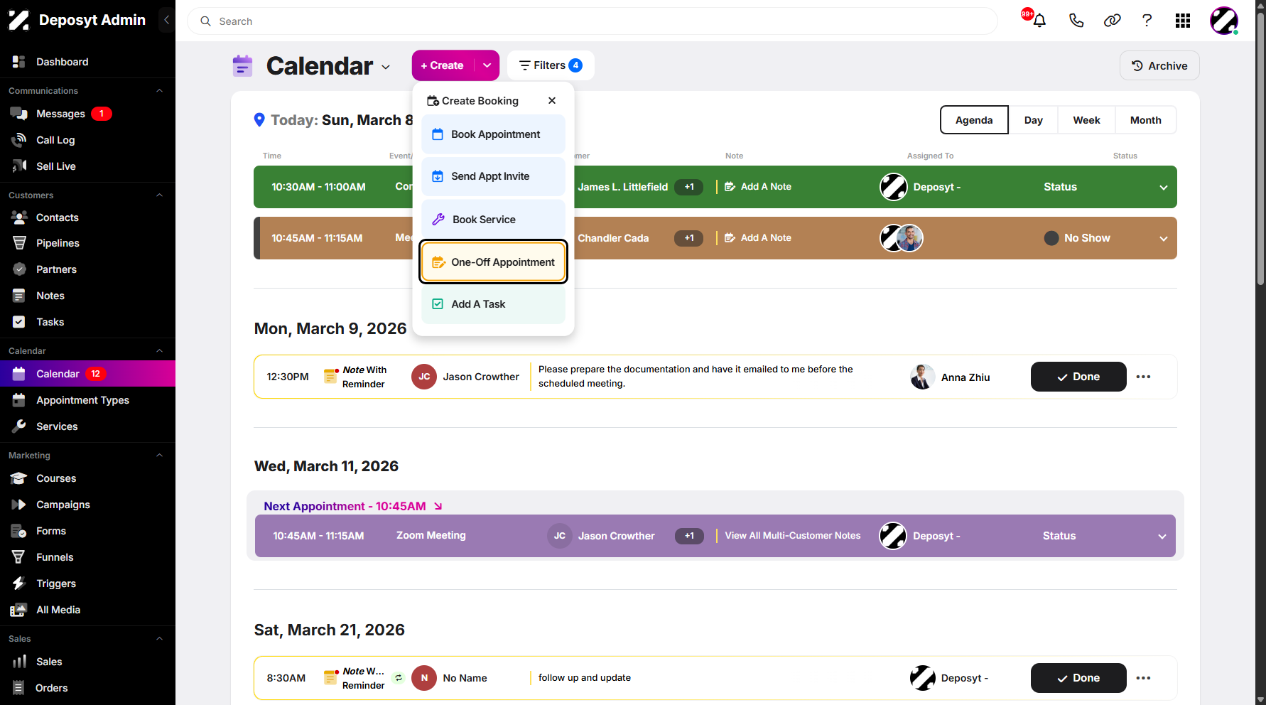 Step 5: Click on One-Off Appointment to proceed.