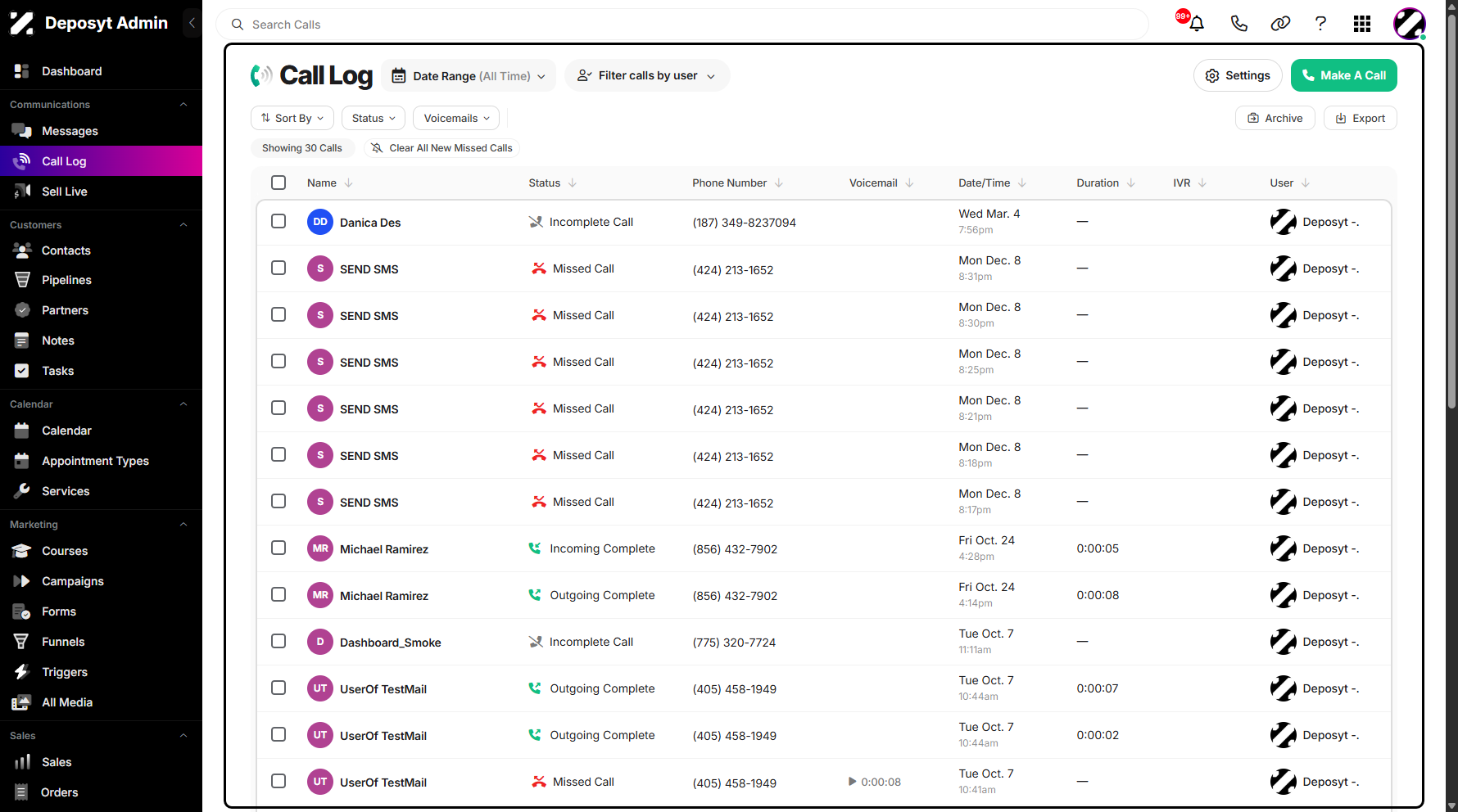 Step 2: You will be navigated to the Call Log.