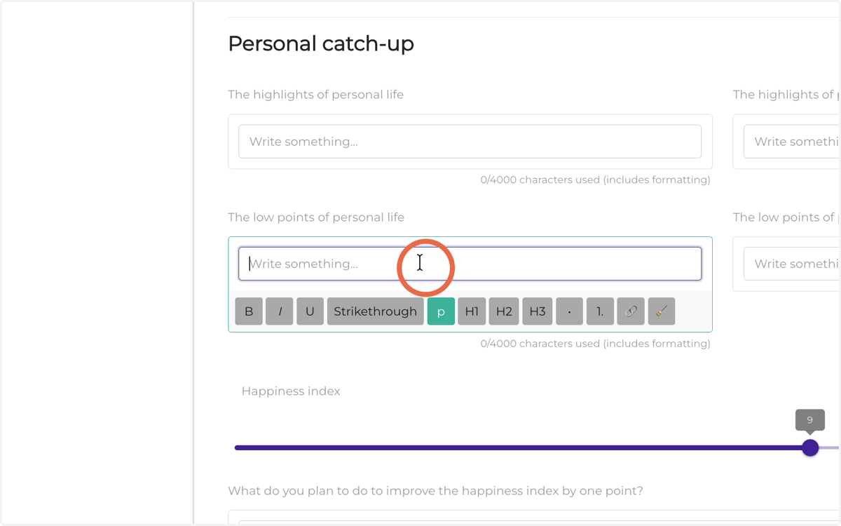 Enter low points from your personal life