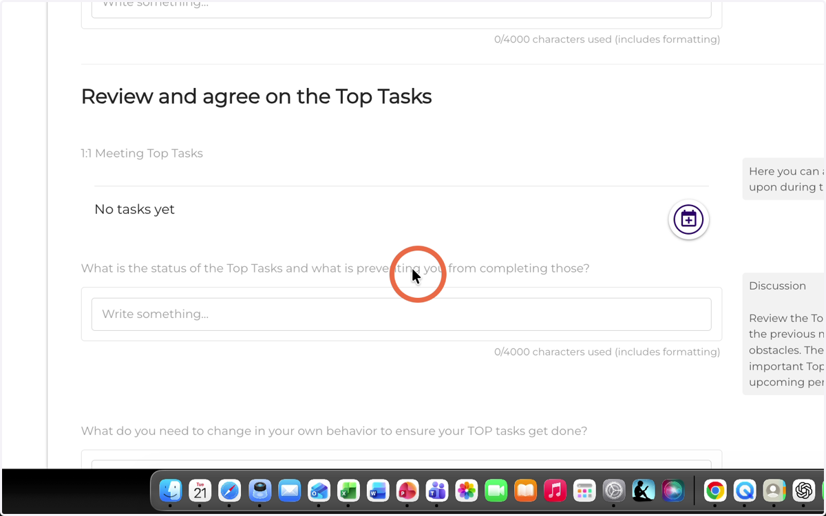 Provide an update on the status of the TOP Tasks agreed upon in the previous meeting.
