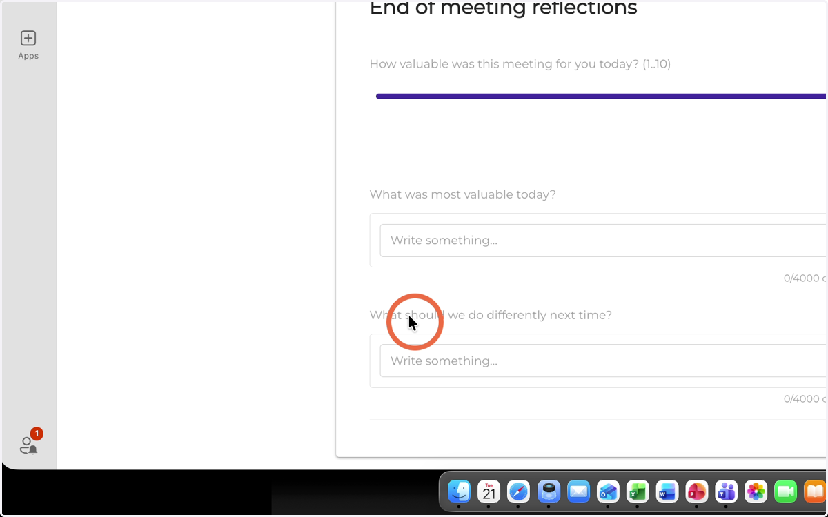 Provide feedback on the 1:1 conversation โ what should be done differently next time to make it more valuable for YOU.
