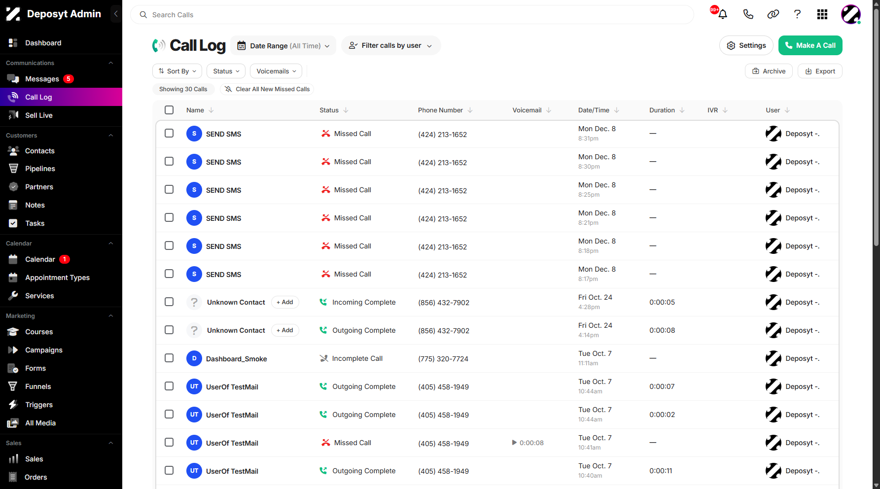 Step 2: You will be navigated to the Call Log.