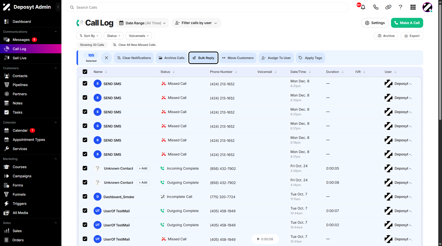 Step 6: Click on Bulk Reply to continue.