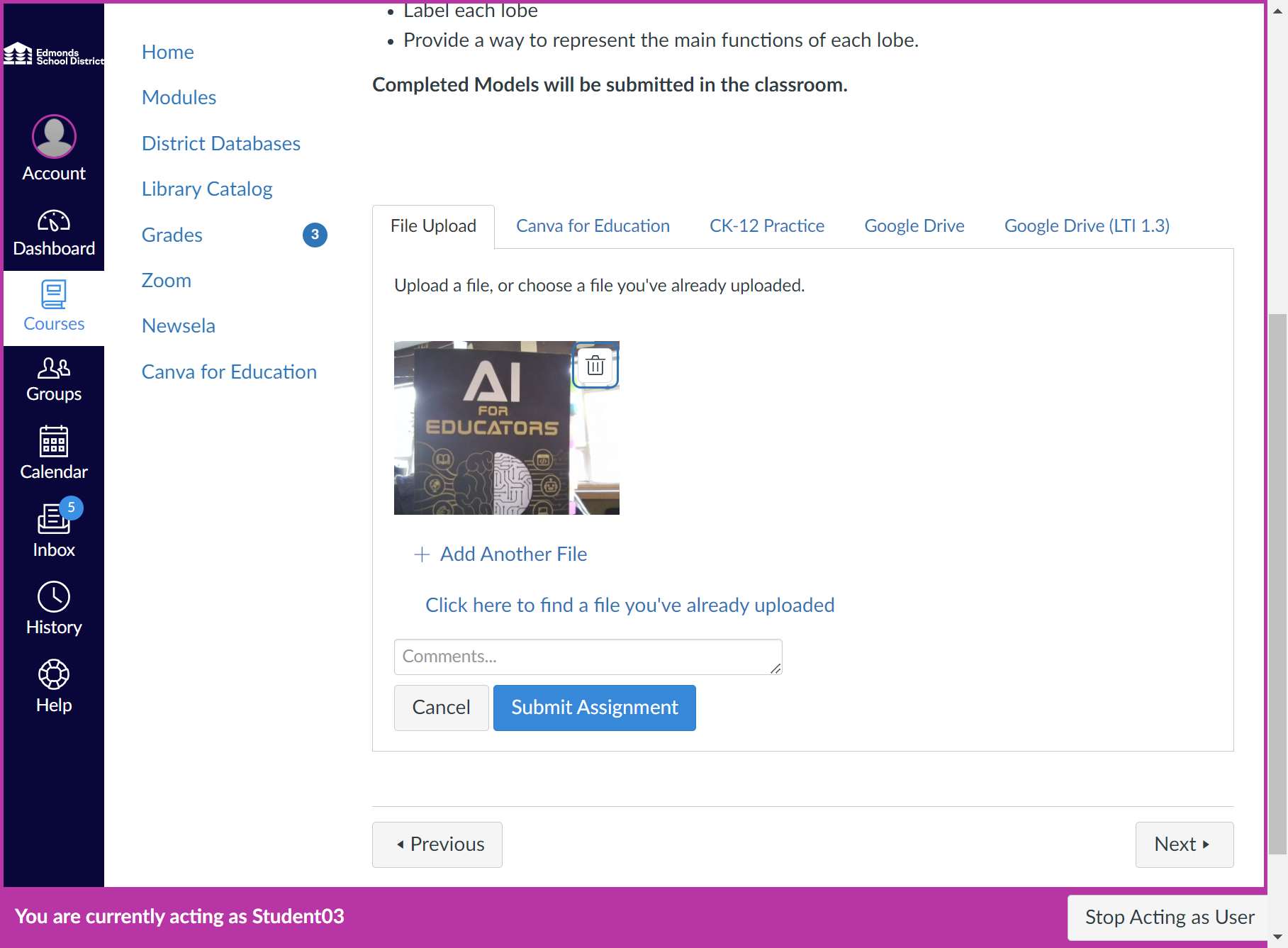 Submit Assignment Button