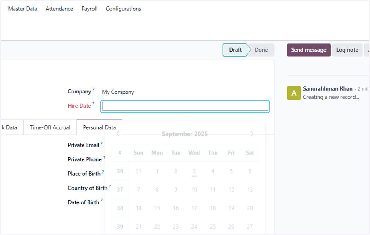 Click on Hire Date?