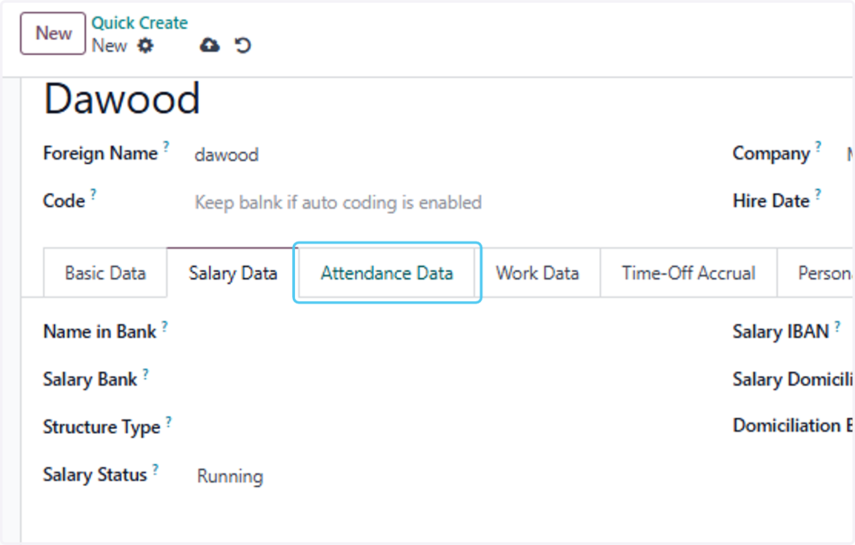 Click on Attendance Data