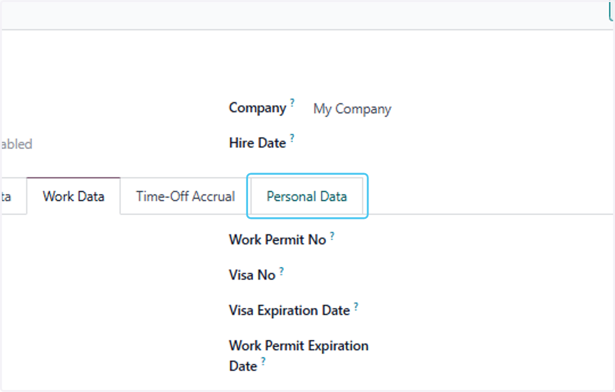 Click on Personal Data