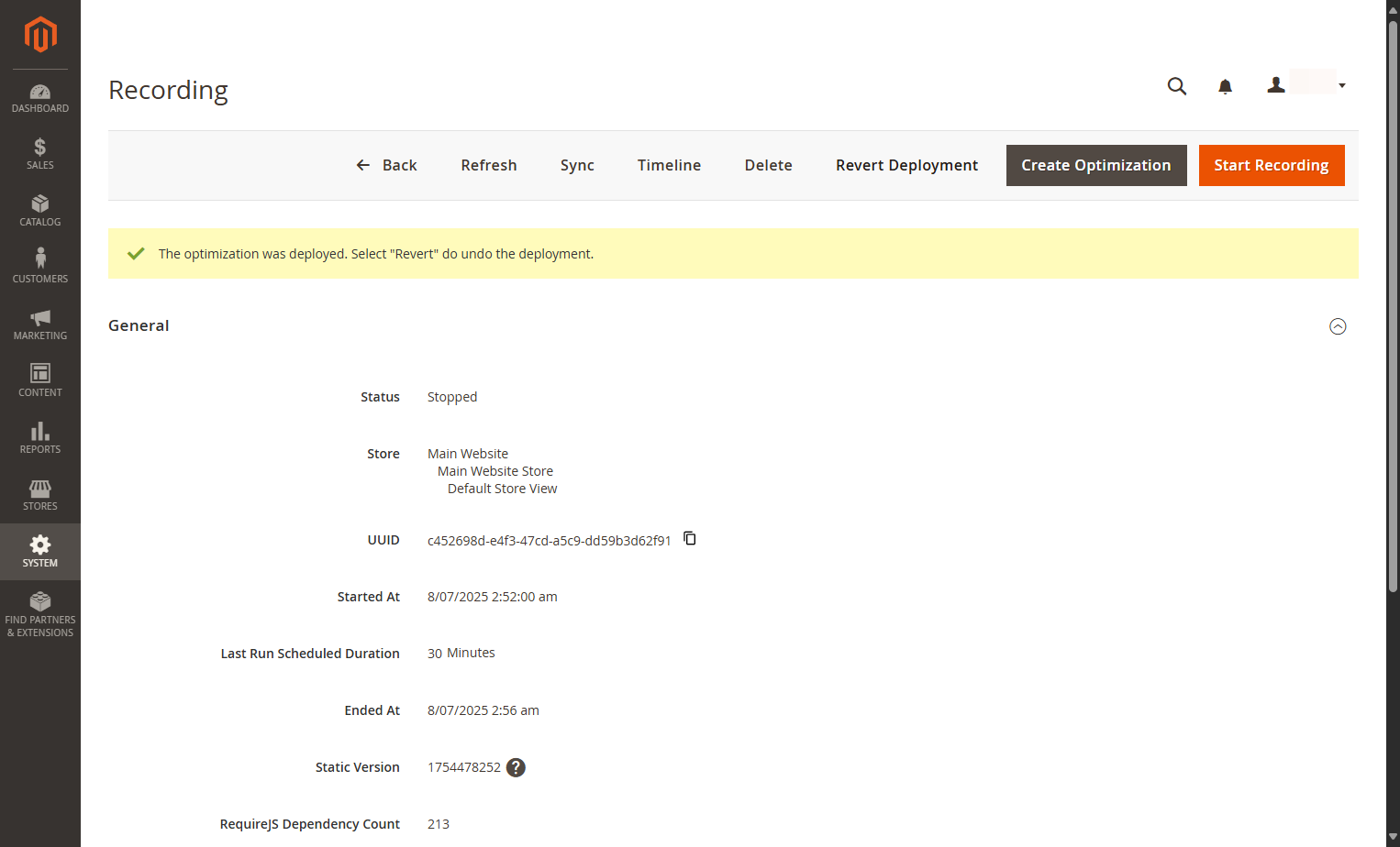 Click on Revert Deployment