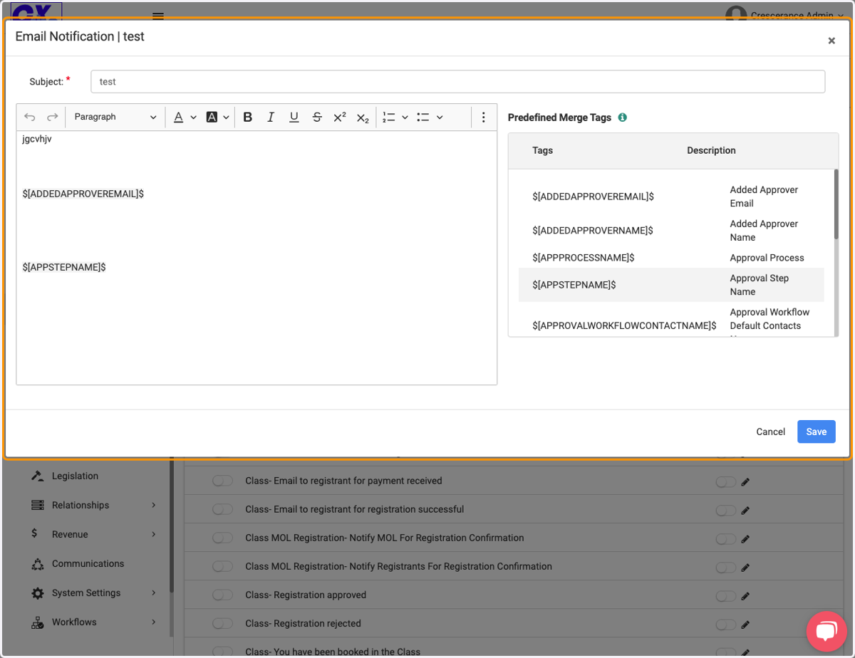 In the edit screen, you have the ability to create a fresh template from scratch by using the text editor, or you can edit what is already there. You also have the option of utilizing the Merge Tags (located to the right of the text editor) to create