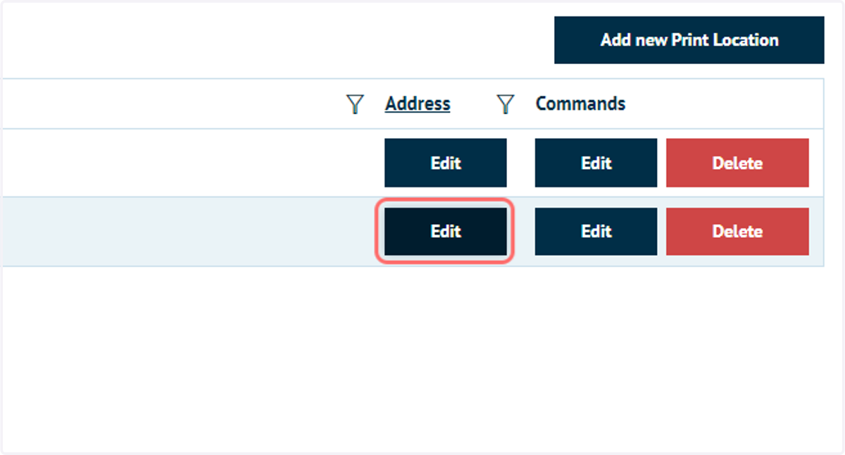 Add or modify address details using the Edit button under the Address column