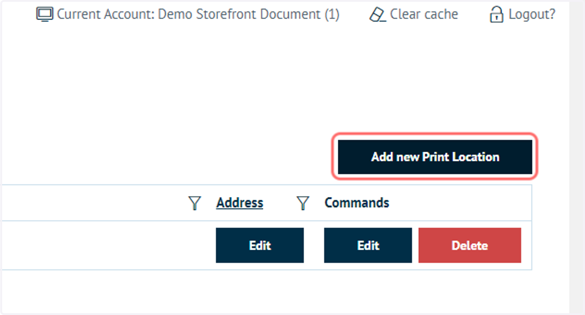 Click on Add new Print Location