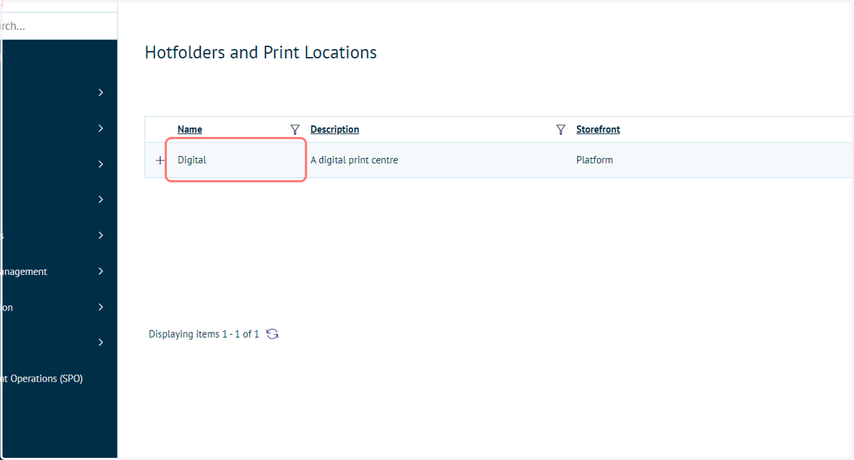Existing 'Digital' Print Location