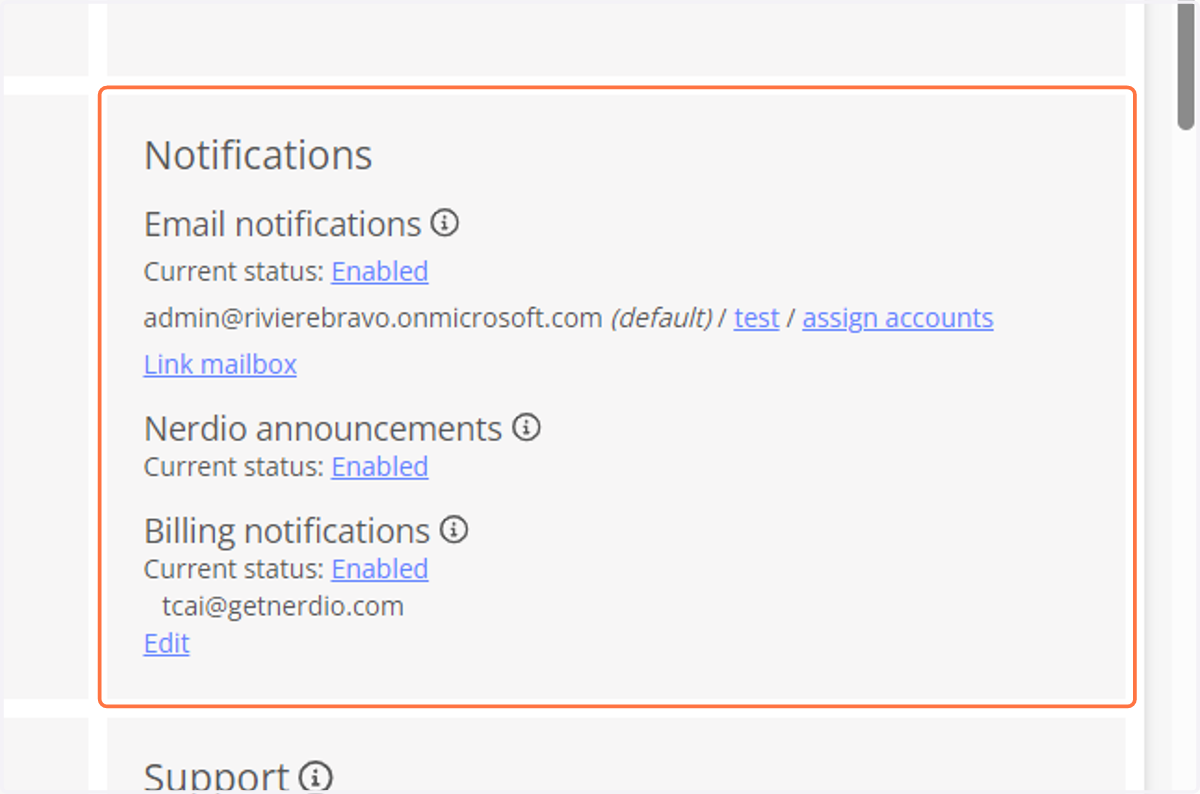 Verify that Email Notifications Are Enabled and a Mailbox is Linked.