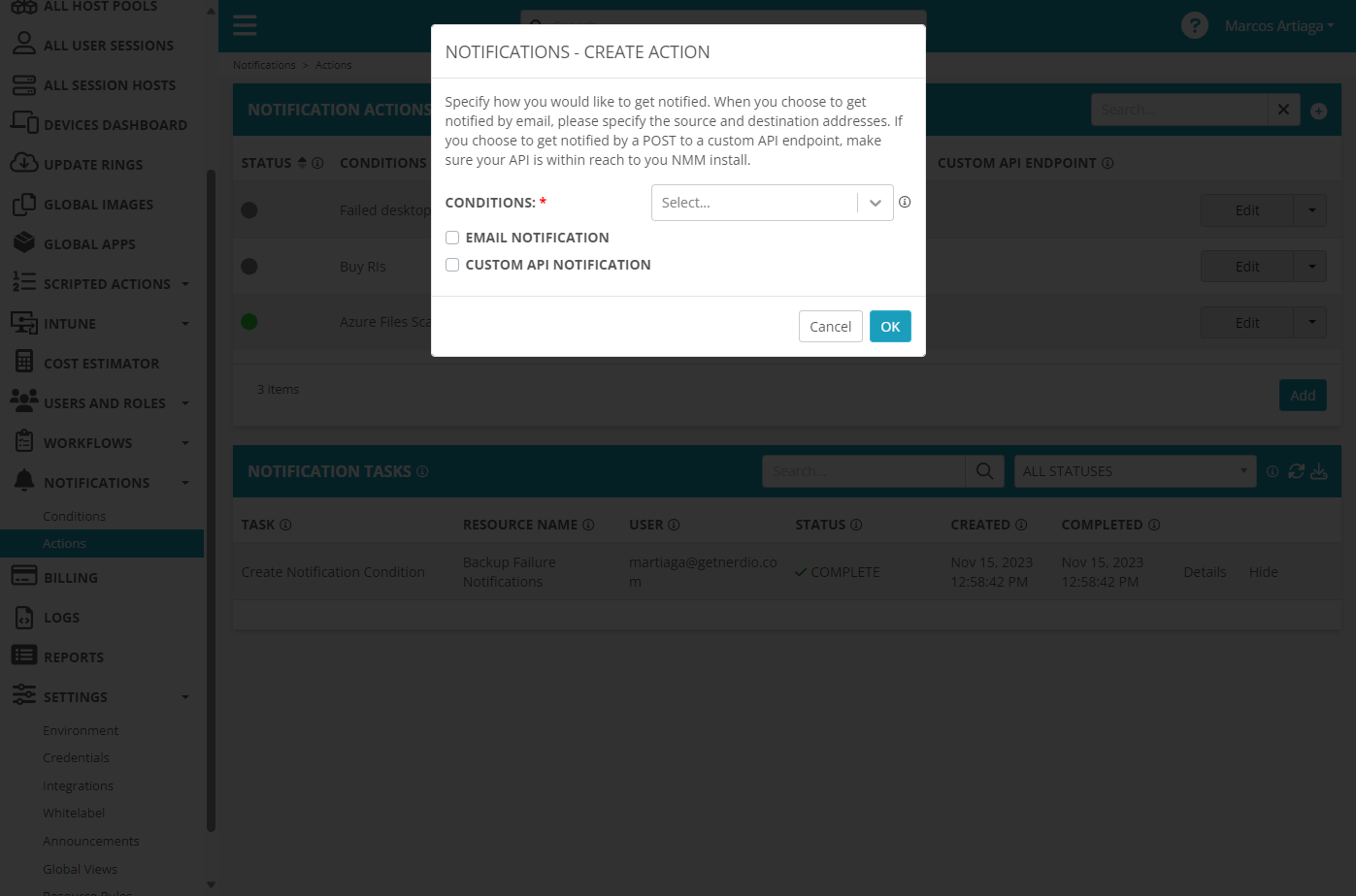Click the Drop Down for Conditions and Select the Condition that You Created