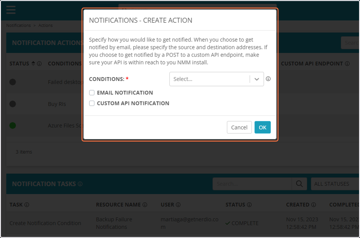 Click the Drop Down for Conditions and Select the Condition that You Created