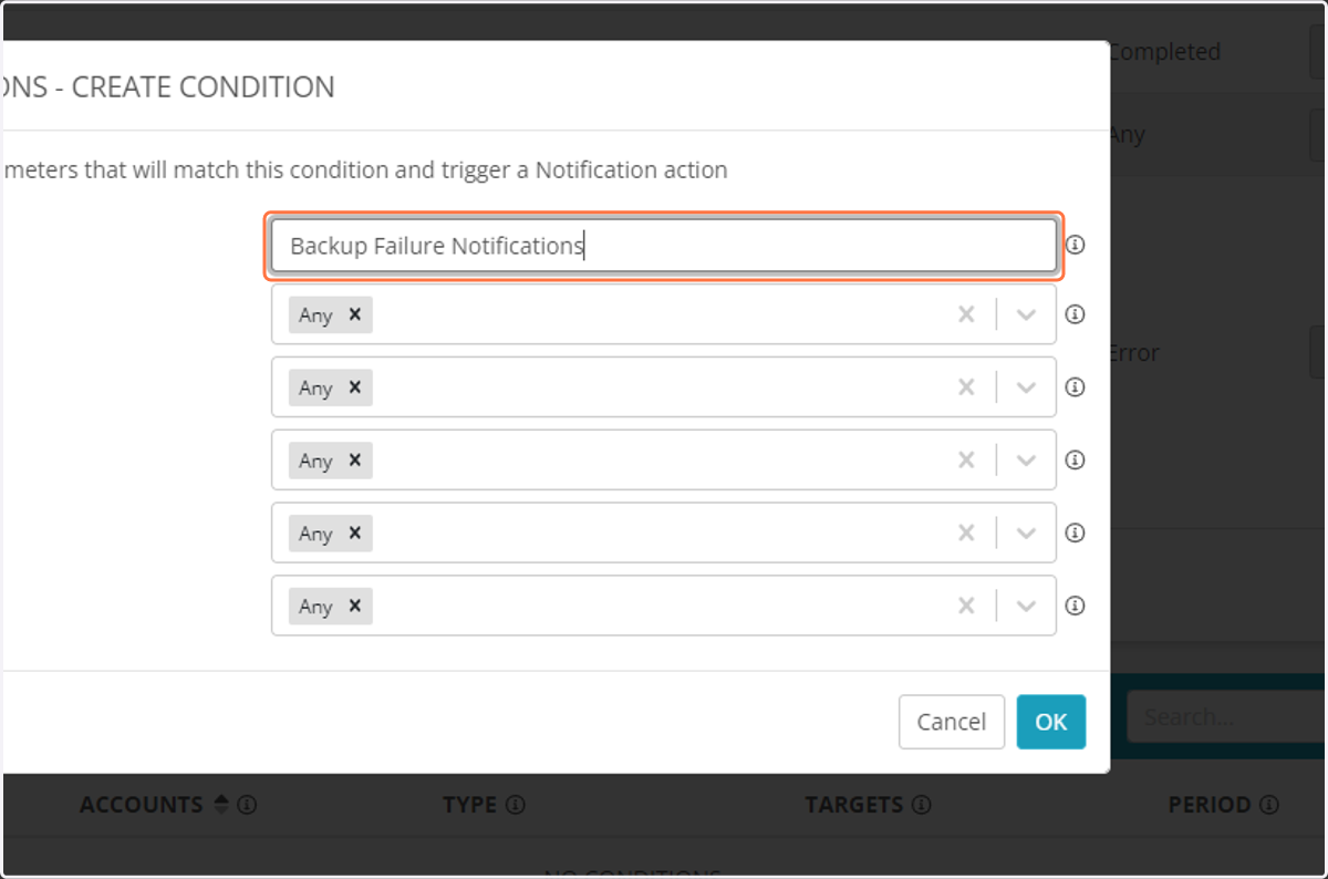 Type a name for your rule. For example, "Backup Failure Notifications"