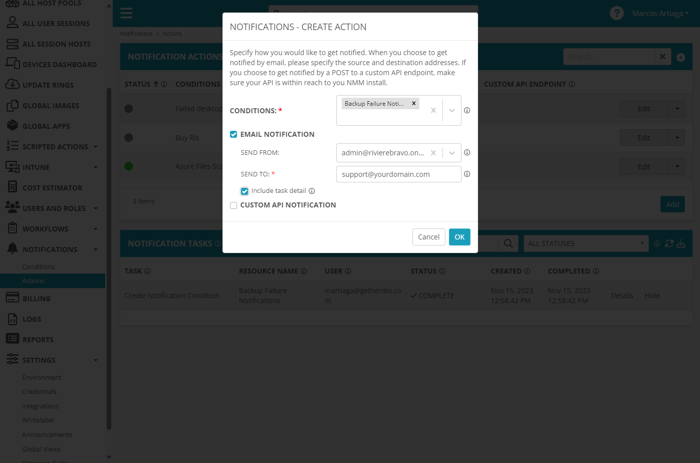 Check Include task detail