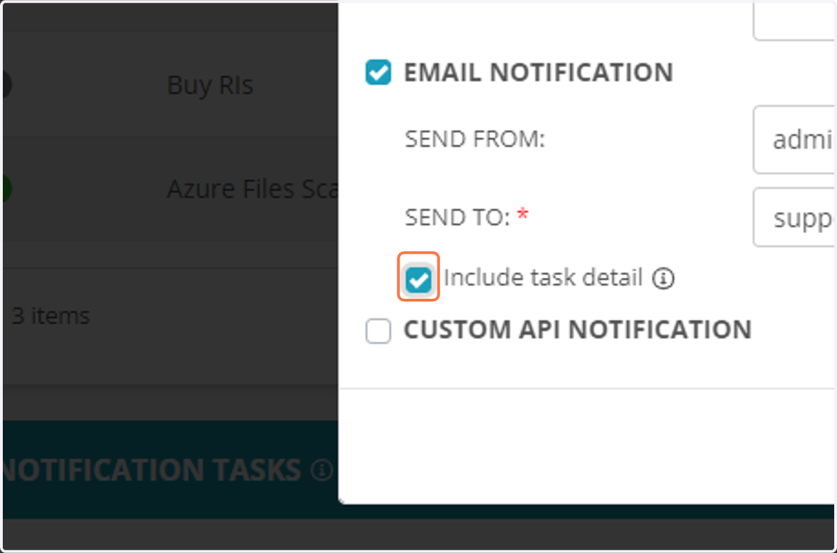 Check Include task detail