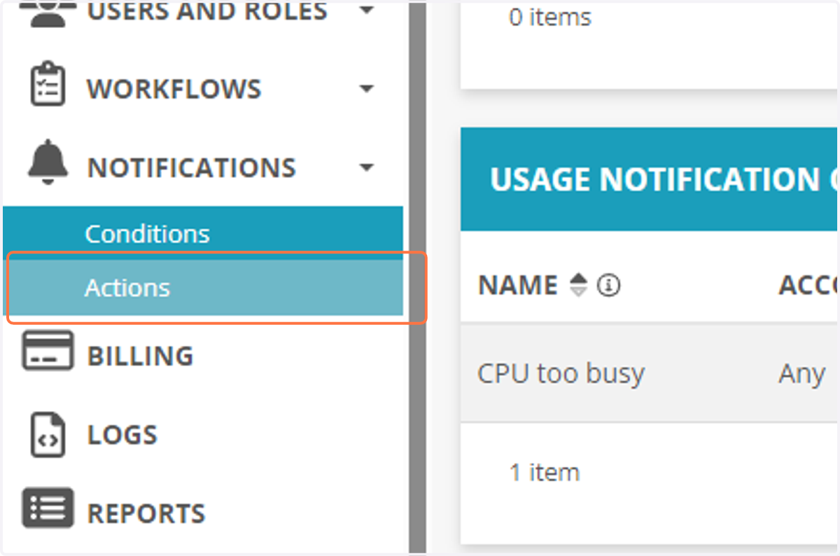 Click on Actions