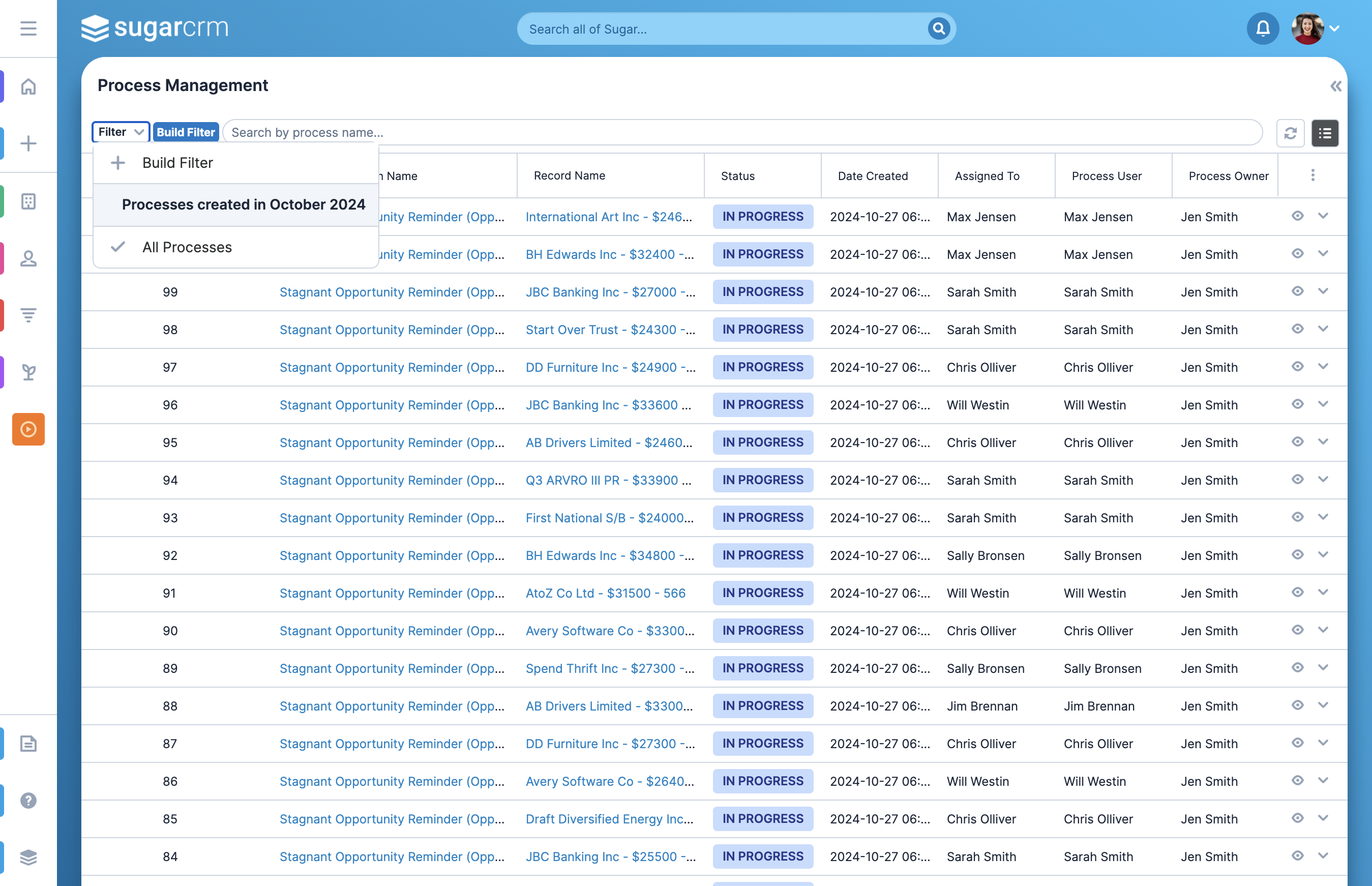 Click on your saved filter name to re-apply