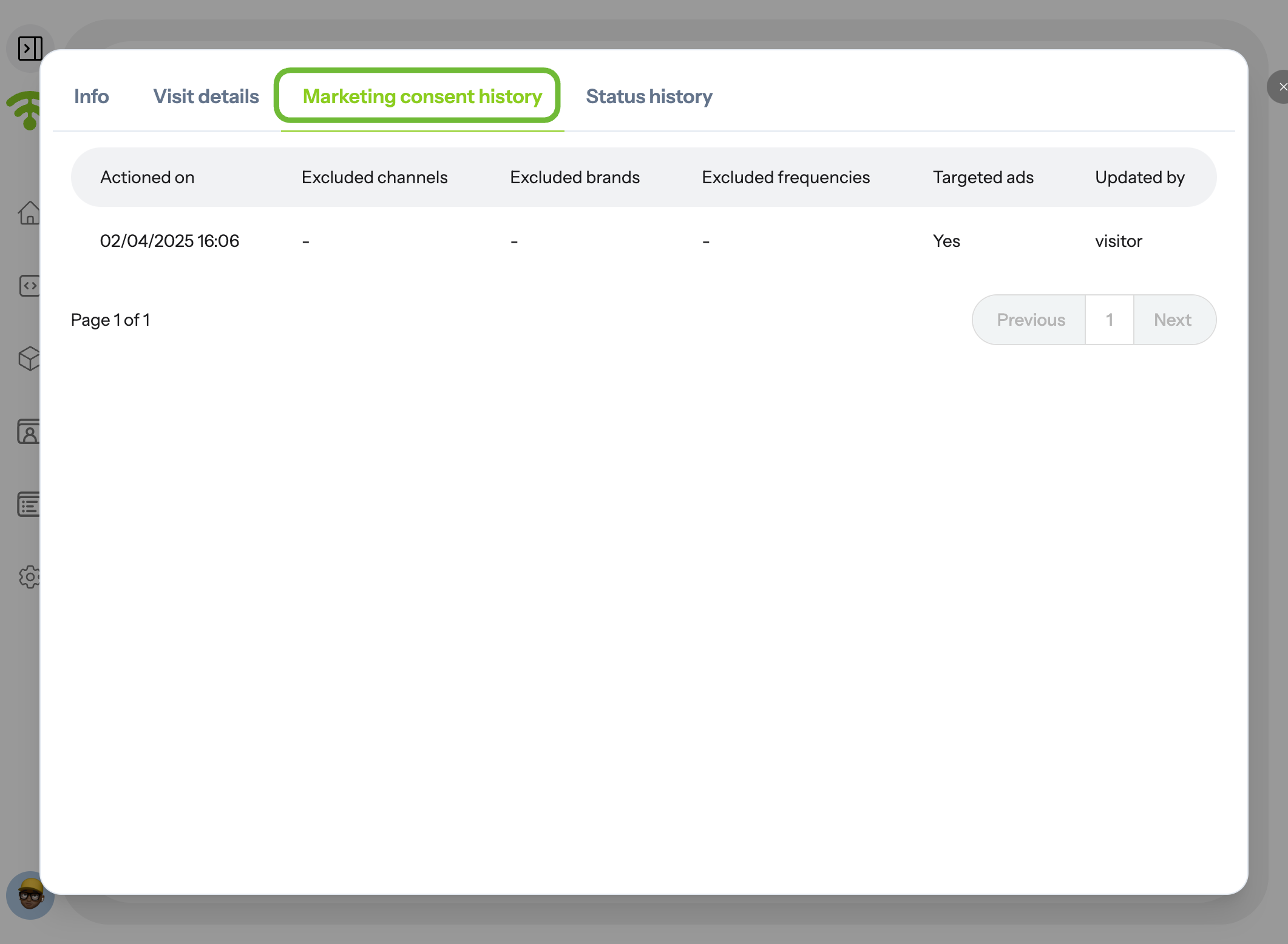 Review Marketing Consent History